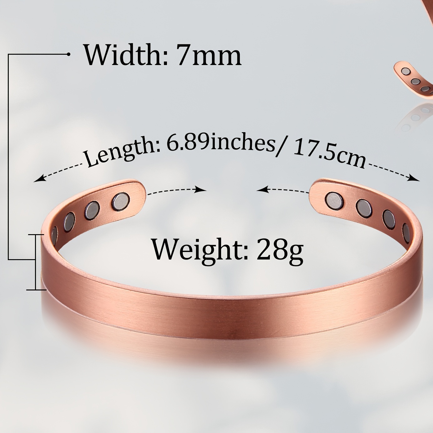Unisex Adjustable Copper Magnetic Bracelet, Minimalist Design Gift